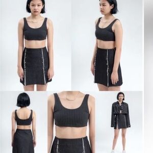 Danielle Guizo Pinstripes Spot Crop top